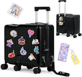smilesun Kids Ride-On Luggage, 20" Hardshell Carry-On Suitcase with 6 Spinner Wheels, Foldable Pedal, Hidden Cup Holder & Combination Lock for Toddlers & Children (Black, 20-inch)