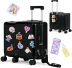 smilesun Kids Ride-On Luggage, 20" Hardshell Carry-On Suitcase with 6 Spinner Wheels, Foldable Pedal, Hidden Cup Holder & Combination Lock for Toddlers & Children (Black, 20-inch)