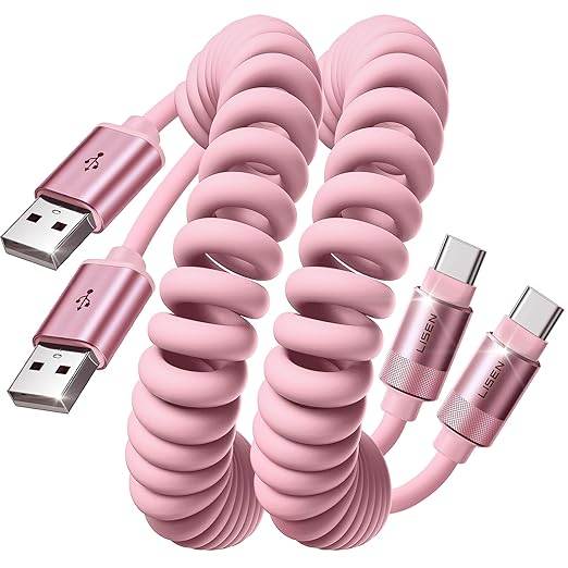 LISEN Pink USB C Cable, Gifts for Women Men 2 Pack for Android Auto & CarPlay Cable, Type C Charger Pink Compatible with iPhone 17/16 Galaxy S25/S24 Car Accessories for Women Wife Girlfriend Sisters