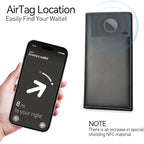Leather Passport Holder for Travel with AirTag Holder, RFID Blocking Passport Wallet with Card Slots for Men & Women (Black)