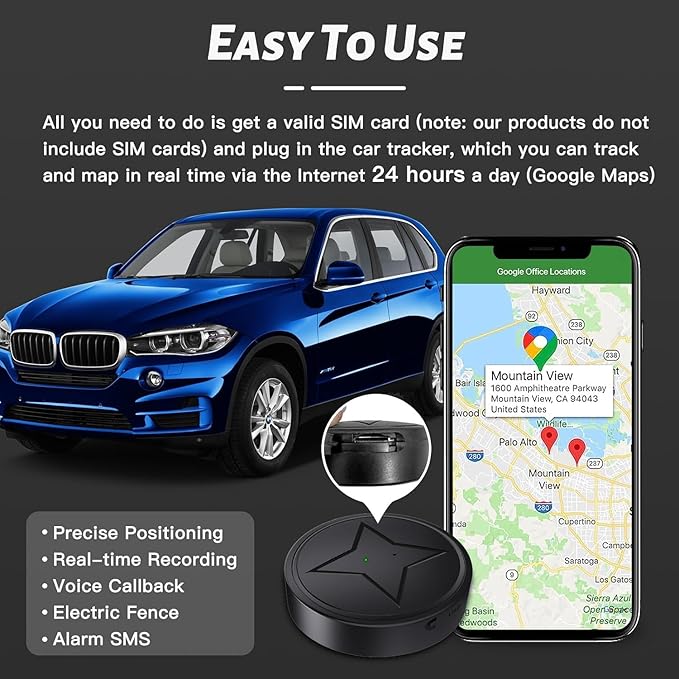 GPS Tracker for Vehicles, No Subscription Mini GPS Tracker Real Time Locator, Magnetic Anti-Theft Micro Vehicle Tracking Device with App for Cars, Kids, Elderly, Pets, Wallet, Luggage
