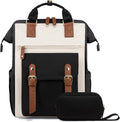 LOVEVOOK Laptop Backpack for Women with Large Capacity, Teacher Bag Work Backpack Purse Laptop Computer Back Pack, Business Travel Backpack, Nursing College Bookbag, 15.6 Inch, Black-Beige-Brown