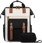 LOVEVOOK Laptop Backpack for Women with Large Capacity, Teacher Bag Work Backpack Purse Laptop Computer Back Pack, Business Travel Backpack, Nursing College Bookbag, 15.6 Inch, Black-Beige-Brown