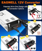 EAGWELL New Version Converter, 110V to 12V Converter DC Power Supply 12V Power Supply DC Switch Transformer for RV, Pump, LED Strip, LCD Monitor
