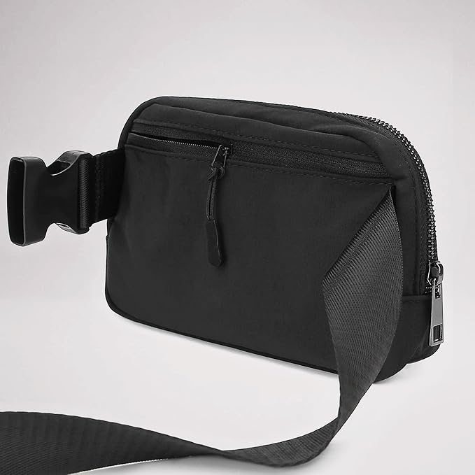 YOSHUYUKI Fanny Pack Crossbody Bag Trendy Waterproof Small Sling Cross Body Purse for Women Men Fashion Waist Packs Mini Belt Pouch Chest Bum Hip Bag Lulu Dupes for Travel Vacation Running Black