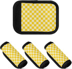 2Pcs Luggage Handle Wrap Suitcase Identifier Handle Covers Tags Soft Travel Bags Luggage Handle Gripper Accessories for Airplane Flying Checkered Yellow