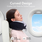 KPNEOL Travel Pillow, 100% Pure Memory Foam Travel Neck Pillow Airplane Neck Support Ergonomic Design for Traveling Suitable for Airplanes,Offices and Cars-Cooling Silk Black