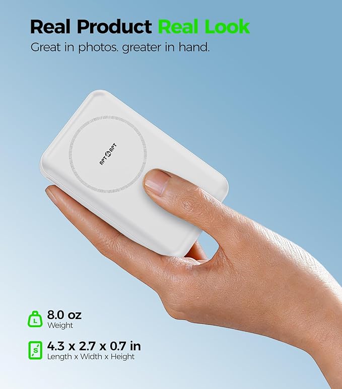 Magnetic Portable Charger, 10000mAh MagSafe Power Bank Fast Charging with Stand, 3 in 1 Travel Essential Wireless Charger Station for iPhone 17/16/15/14/13/12, Apple Watch, Airpods, White