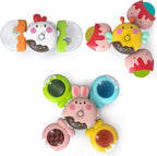 LiKee Strong Suction Cup Fidget Rotating Sensory Bath Toys for Baby Christmas Stocking Stuffers, Airplane Car Travel Table & Window Toys for Toddler Boys and Girls, 10+ Months