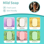 300 Paper Soap Sheets for Travel - 6packs Travel Size Foaming Hand Soap Sheets Refills with 1 Portable Box for Hand Washing Disposable Scented Mini Flakes Traveling Camping Hiking Essentials