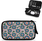 Blue Flowers Electronics Case Portable Electronic Accessories Carry Case Tech Pouch for Cable Cord Charger Phone Earphone Power Bank SD Card Travel Use