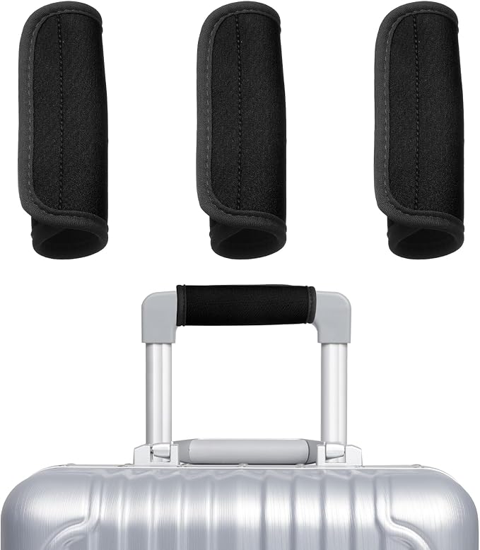 uxcell 3 Pcs Luggage Handle Wrap for Suitcase, Neoprene Handbag Grip Cover Protector Luggage Identifiers Suitcase Handle Wraps for Luggage Shopping Bag Travel Bags, Black