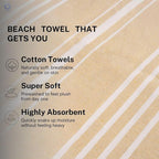 Cotton Turkish Beach Towel with Towels Oversized 36"x72" Pool Absorbent Extra Large Quick Dry Sand Travel Towel (Desert Sand, 4 Pack)