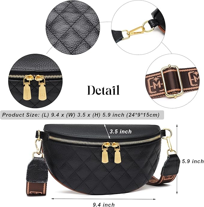 Eslcorri Small Crossbody Sling Bag for Women Trendy - Fanny Packs Leather Chest Belt Bum Bag Anti Theft Purse for Travel