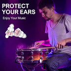 High Fidelity Concert Earplugs for Concerts Musicians，Earplugs for noise reduction，24db Advanced Filter Technology Ear Protection for Music Festivals,DJ's, Nightclub, Drummers - 2 Pairs （Pink）