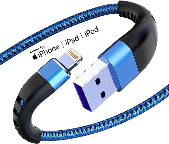 Essri 2Pack for iPhone Charger Cord 3FT, Lighting Cable 3 Feet to USB Charging Cable, Nylon Braided Charging Cord 3 Foot Compatible with iPhone 14 13 12 11 X XS XR Pad - Blue