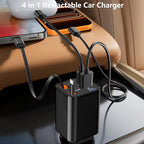 [Apple MFi Certified] Retractable Car Charger USB C, Caiinei 120W USB C Car Charger 4 in 1 PD/QC Type C Fast Charging Cigarette Lighter Adapter for iPhone 17/17 Pro Max/16 Pro/15/Galaxy S25/S24/Pixel
