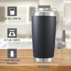 20 oz Tumblers Bulk Stainless Steel Tumbler with Lid Double Wall Vacuum Insulated Coffee Mug 20oz Powder Coated Cup for Hot and Cold Drinks, Black, 6 pack