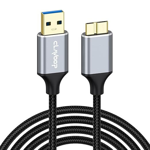 USB 3.0 to Micro B Cable 6ft, External Hard Drive Cord 5Gbps SuperSpeed Data Transfer Nylon Braided for Seagate Toshiba WD My Passport LaCie, SSD, Camera, Brother Mobile Scanner, Laptop, Tablet