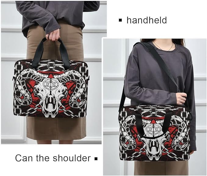 Devil Skull Baphomet Satanic Pentagram Laptop Case 15.6 inch Computer Bag Waterproof Laptop Briefcase Laptop Bag for Women & Men