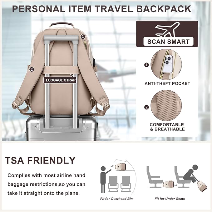 Focdod Laptop Backpack for Women Bookbag: 15.6 inch Work Backpacks with Pouch Pocket for Large Capacity Cup & USB Charger College Book Bag Travel Business Nurse Teacher Bookbags Anti-theft Back Pack