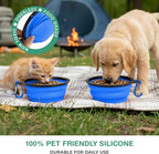 Collapsible Dog Bowls for Travel, Portable Dog Water Bowl & Food Bowl for Dogs and Cats, Foldable Pet Feeding Dish for Walking Hiking Camping with Carabiner, BPA Free, Blue
