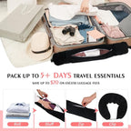 Stuffable Travel Pillow, Stuffable Neck Pillow for Travel, Neck Pillow Stuffed with Clothes Storage - No Extra Baggage Fees, Fits 5+ Days of Travel Essentials, No Filler (Black)
