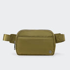 Pander Everywhere Belt Bag for Women, 5 Zipper Pockets Nylon Crossbody Fanny Pack Purse (Dark Moss)