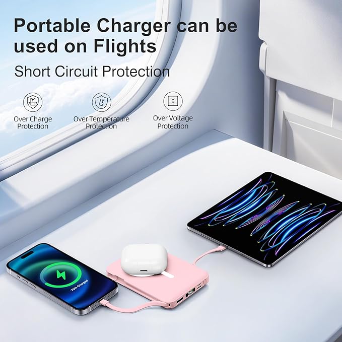 for Magsafe Power Bank, 10000mAh Magnetic Power Bank with USB-C Cable and PD 20W USB C Fast Charging LED Display, Wireless Portable Charger for iPhone 17/16/15/14/13/12/Pro/Pro Max
