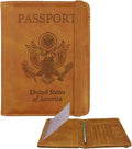 WALNEW Passport Holder for Travel, RFID Passport Cover Wallet for Women Men, PU Leather Passport Book Card Holder Case with Pen (Upgraded, Upgraded-Brown)