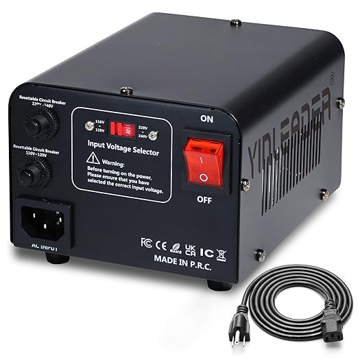Yinleader Voltage Converter 800W Step Up/Down Transformer 110/120V to 220/230/240V for use European, UK and More Overseas appliances in The US/CA/MX [110V US Power Cord Included Only, No 220V Cord]