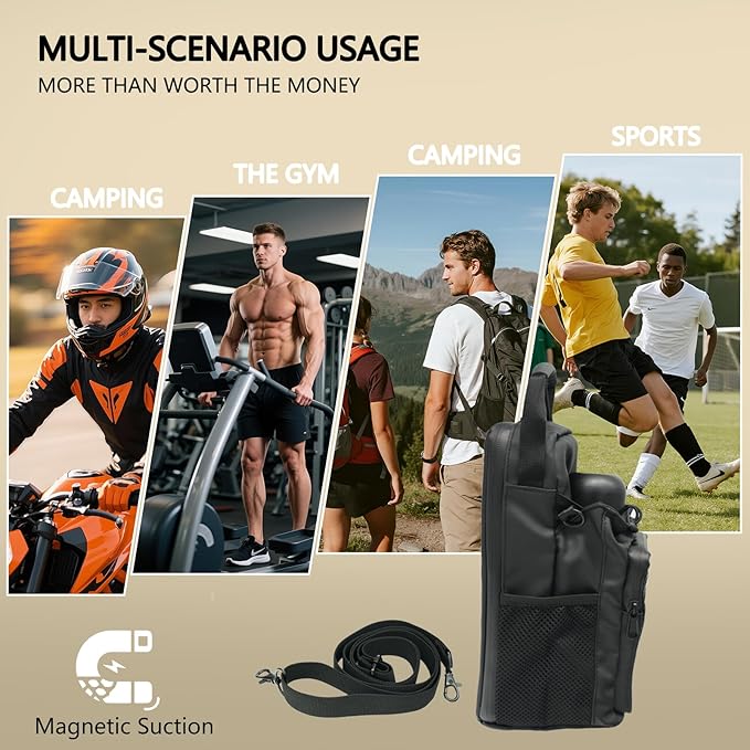 Magnetic Gym Bag for Men & Women - Adjustable Strap，Small Gym Bag，Magnetic Large Water Bottle Holder - Ideal for Fitness, Travel & Sports
