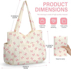Corduroy Tote Bag for Women,Large Capacity Cute Tote Bags With 6 Pockets,Crossbody Shoulder Handbag for Work Travel Gym