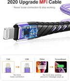 Long iPhone Charger Cable 10ft for [MFi Certified],(2 Pack) CyvenSmart 10 Foot Lightning Cable Fast Charging Cord 10 Feet for iPhone 11/11 Pro/11 Pro Max/XS/XS Max/XR/X/8/8 Plus/7/7 Plus-Light Purple