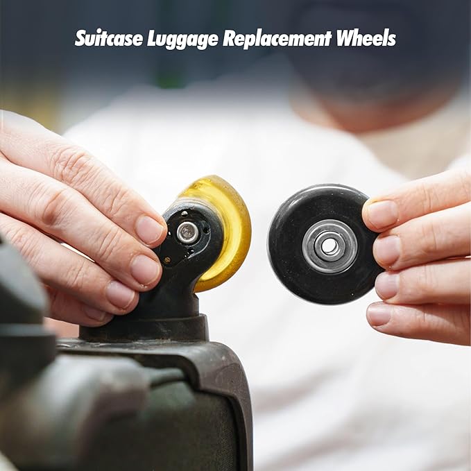 Zoofen 42 x 18mm Luggage Replacement Wheels 4 Pcs - Rubber Suitcase Wear-Resistant Repair Wheels