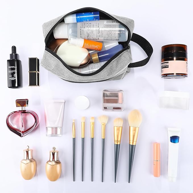 Paterr 16 Pcs Travel Toiletry Bag for Women Men Large Water Resistant Shaving Bag Hanging Cosmetic Bag with Handle and Divider Storage Travel Pouch Case (Gray)