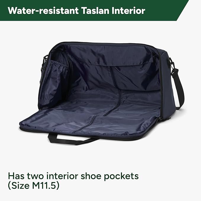 Halfday Convertible 2-in-1 Garment Duffel Weekender Bag 40L: Wrinkle-Free Travel (Hanging Suit Compartment, Shoe Pockets, Trolley Sleeve), Durable & Water-Resistant Carry-on, Marine