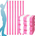 4 Packs Extra Large Bath Towels Striped Beach Towel Set Bathroom Sheets Bulk Oversized XL Big Fluffy Absorbent Microfiber Soft Blanket Turkish Hotel Shower Pool Hot Tub Toallas Baño Grandes Pink