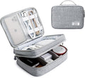Lanola Travel Cable Organizer Bag, Electronic Accessories Case Portable Double Layer Cable Storage Bag for Cord,phone,Charger, Flash Drive, Phone, SD Card,Personal Items - (Grey)