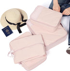 NISHEL 6 Set Packing Cubes for Travel, Luggage Organizer Bags with Shoe Bag, Lightweight, Durable Space Saver Bags Travel Essentials, Pink