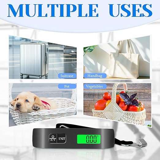 Luggage Scale, 110lb Luggage Weight Scale with 4 Unit Switching Functions&LED Display, Luggage Scale Travel Digital for Weighing Luggage, Backpacks, Packages and Markets(Black)