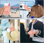 Passport Holder, Passport Cover with Credit Card Slot and Boarding Pass Slot Combo, Passport Wallet Case Book Travel Must Have, RFID Blocking Leather Travel Accessories, Pink
