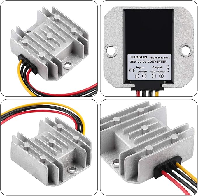 Voltage Reducer DC 8V-40V to 12V 3A 36W Automatic Buck Boost Converter Step Down Up Regulator Waterproof Module Transformer for Golf Cart Club Car