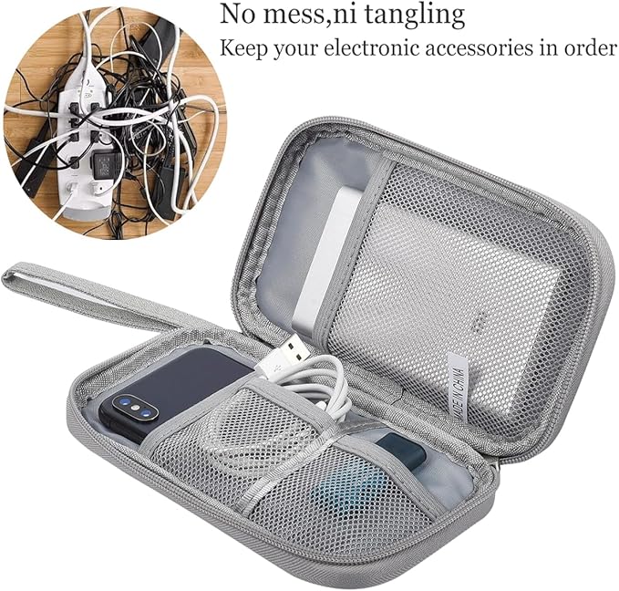 CAAORDKSO Cord Organizer Travel Cable Organizer Bag Tech Electronic Organizer Travel Case, Waterproof Electronic Accessories Pouch Bag for Cable, Cord, Charger, Phone, Power Bank, Earphone(Light Grey)