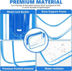 AURUZA Clear Makeup Bag,Portable Travel Toiletry Bags with Zipper, TSA Approved Clear Organizer Bags, PVC Cosmetic Pouch for Airport Airline Compliant (4 Packs Blue)