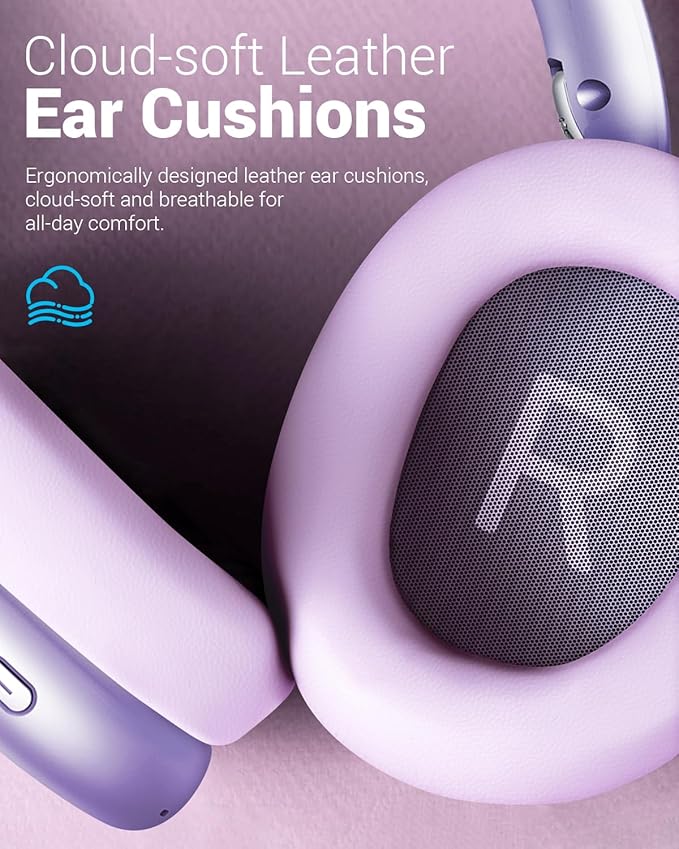 Wentronic Y01 Wireless Noise Canceling Headphones Bluetooth 5.3 Over Ear Headphones with Microphone, Hi-Res Audio, 48H Playtime, Foldable Comfortable Earpads,Compatible with iOS,Android,PC, Purple