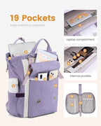 LOVEVOOK Extra Large Backpack for Women, 18 Inch Travel Laptop Backpack with USB Charging Port, Teacher Doctor Nurse Work Bags, College Computer Backpack Purse, Wide Open Carry On Travel Bag, Purple
