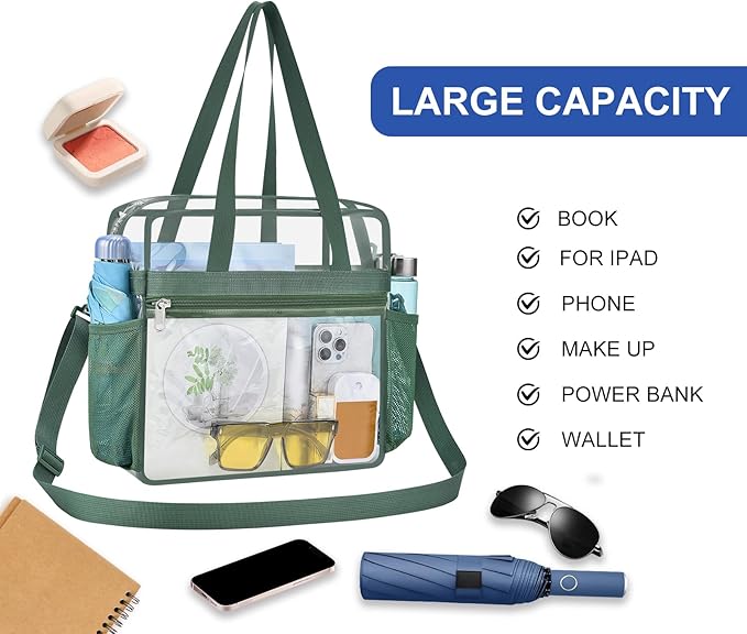 USPECLARE Clear Bag for Stadium Events,Transparent Bag for Work Sports Games Concerts Travel Gym