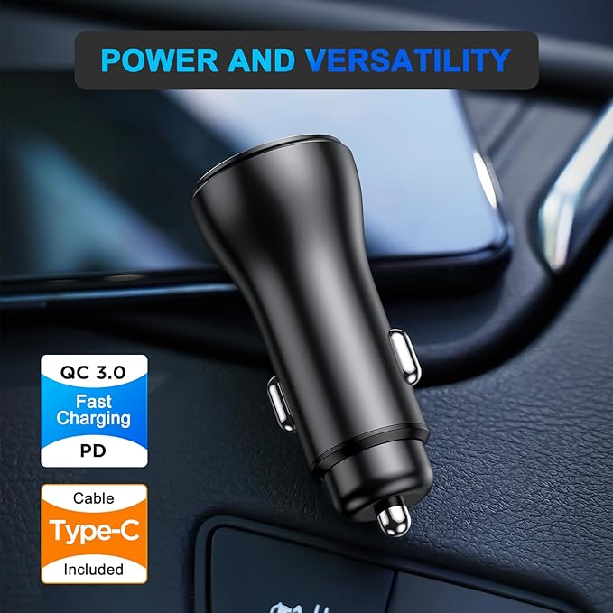 Penemay Car Charger USB Car Phone Charger, Dual Ports Car Adapter for iPhone 17 16 15 Pro Max/14/13/iPad,Samsung S26/S25 Android Cell Phone,