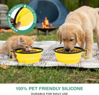 Collapsible Dog Bowls for Travel, Portable Dog Water Bowl & Food Bowl for Dogs and Cats, Foldable Pet Feeding Dish for Walking Hiking Camping with Carabiner, BPA Free, Yellow